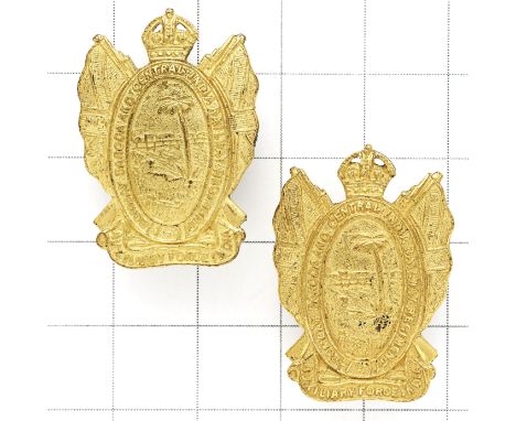 Indian Army. Bombay, Baroda &amp; Central India Railway Regiment Officer’s collar badges circa 1922-47. Fine die-cast rich gi