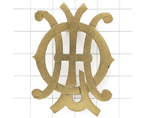 South Africa. Orpen’s Light Horse rare Boer War sheet brass slouch hat badge. Heavier gague ‘OLH’ cypher’. (Ownn 1724)  Loops