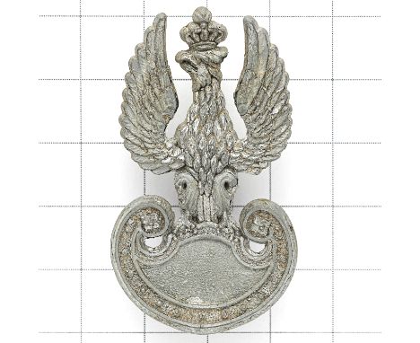 Polish Army WW2 plastic economy cap badge. Crowned winged eagle on Amazon shield. A. Stanley &amp; Son, Walsall Blades Distor