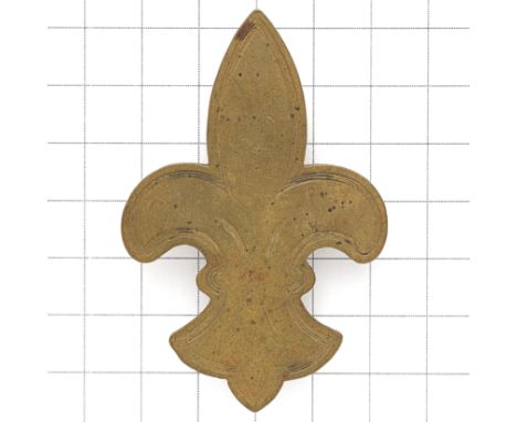 Army Scout brass arm badge. Die-cast large Fleur-de-Lis.   Loops GC Chosen by Colonel Baden-Powell when  commanding the 5th D