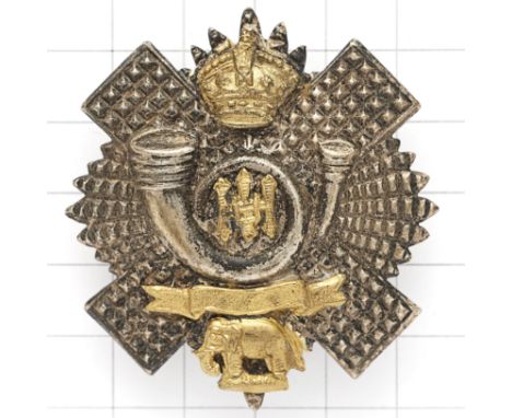 Scottish. Highland Light Infantry Victorian Militia Officer’s HLI glengarry badge circa 1881-1901. Silvered thistle star and 