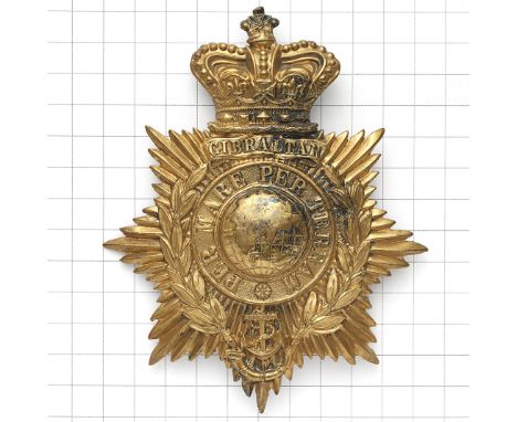 Royal Marine Light Infantry Victorian OR’s helmet plate circa 1878-1901. Die-stamped brass crowned star pattern  Loops Globe 