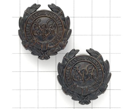 Indian Army. Eastern Bengal Volunteer Rifles pair of collars circa 1900-17. British made die-stamped blackened brass examples