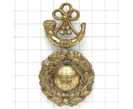 Royal Marine Light Infantry Victorian OR’s glengarry badge circa 1870-97. Die-stamped composite brass three piece example. Gl