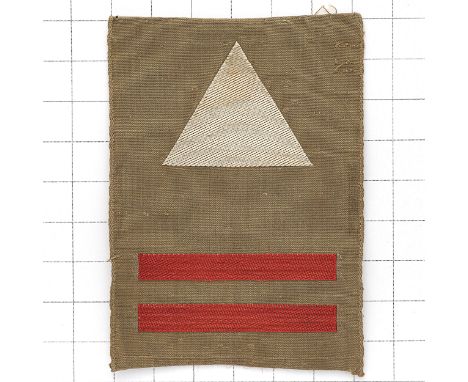 1st Division, 2nd Infantry Brigade WW2 silk embroidered comination formation sign. Light tan rectangle bearing 1st Div white 