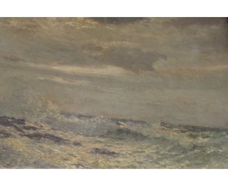 SAMUEL JOHN LAMORNA BIRCH (1869-1955) "The coast", waves crashing against a rocky shoreline, oil on canvas, signed lower left