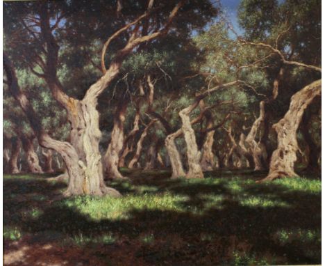 IVAN FEDOROVICH CHOULTSE (1874-1939) "Olive grove with sunlight in foreground", oil on canvas, signed "IF Shoultse" lower rig