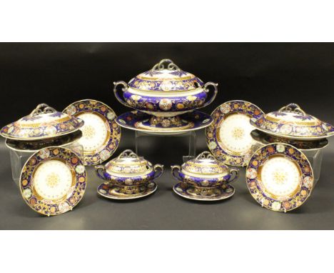 An Ashworth Brothers Real Ironstone China Japan pattern dinner service, circa 1885, each with gilded centre field within a co