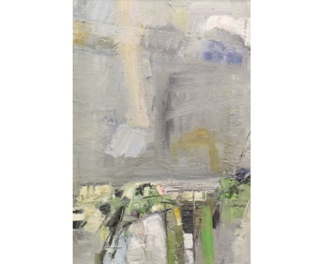 ROBERT MEDLEY (1905-1994 ENGLAND) "Cement works", oil on canvas, signed verso but also inscribed "Industrial landscape 1957",