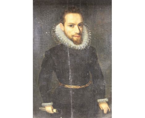 SCHOOL OF DOMENICO ROBUSTI (IL TINTORETTO) (1560-1635) "Venetian nobleman", portrait study of a bearded gentleman in white la