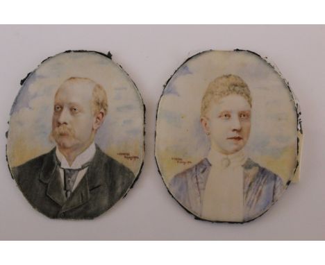 I CARRERA (20th Century) "Lord and Lady De Malahide, 5th Baron and Baroness", portrait studies, head and shoulders, signed, i