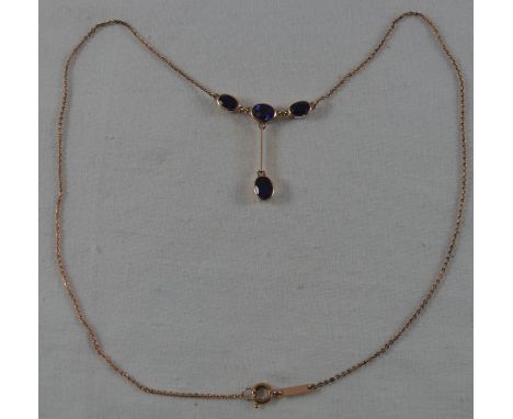 9ct Rose gold Amethyst pendant on chain 