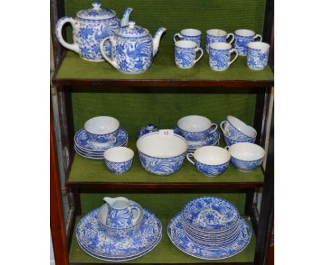 Noritake blue/white Bird of Paradise deco tea & coffee china 