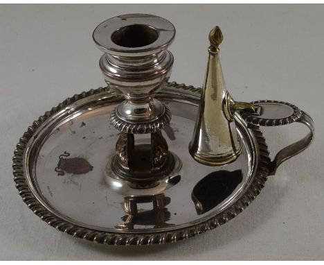 Matthew Boulton chamberstick & snuffer with Bishop Mitre etching 