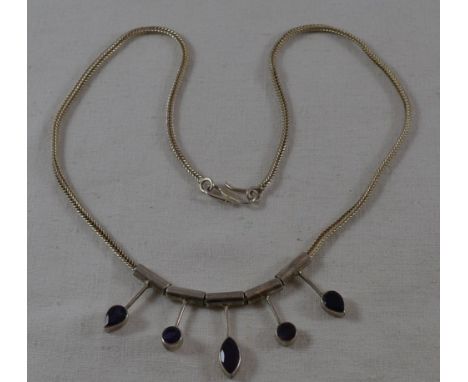 Silver amethyst drop necklace 