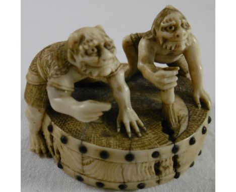 Ivory signed Netsuke (damaged) 2"x1.5" 