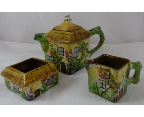 Torquay Pottery 3 piece Cottage tea service 