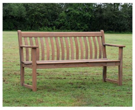 Teak three-seater garden bench, 150.5cm wide  