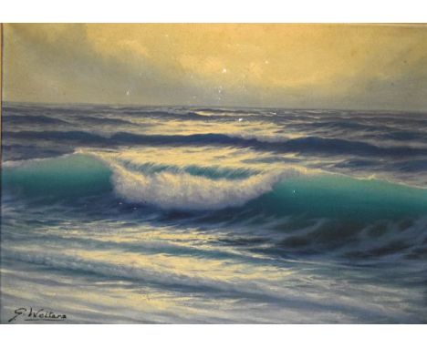 G. Welters (20th Century) - Oil on canvas - Seascape with crashing waves, signed lower left, 48.5cm x 68.5cm, framed  