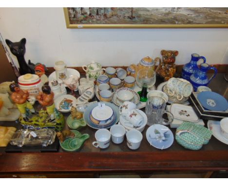 A qty of misc. figures, odds etc. inc. Wade, Wedgewood and Goss