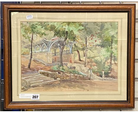 HACHATUR GULAMIRYAN (1922-2016 ARMENIAN) ''BOTANICAL GARDEN IN YEREVAN'' 1956 WATERCOLOUR 19CM  X 27CM