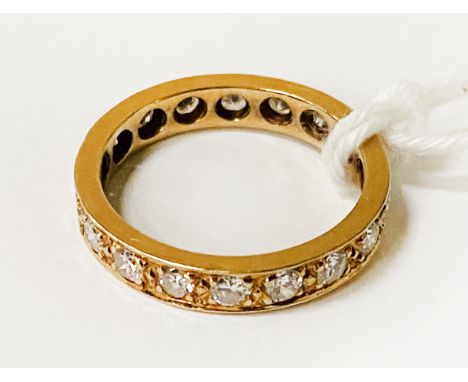 YELLOW GOLD DIAMOND FULL ETERNITY RING - SIZE O / P