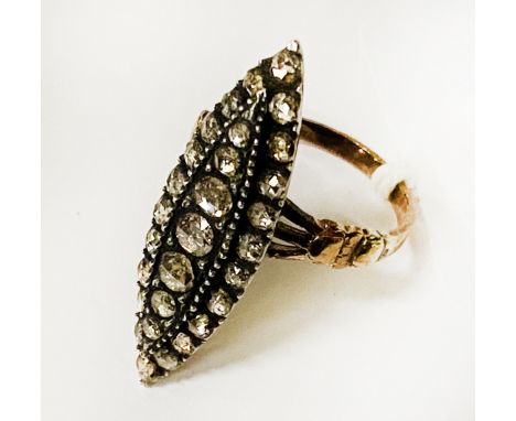 GOLD ANTIQUE RING WITH ROSE CUT DIAMOND - SIZE O