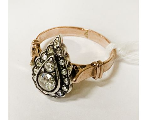 GOLD &amp; DIAMOND ANTIQUE RING - SIZE M