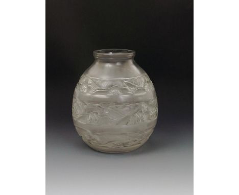 'Soudan' no. 1016 a Lalique clear and frosted glass vase designed by Rene Lalique, etched R Lalique France, 18cm. high This v