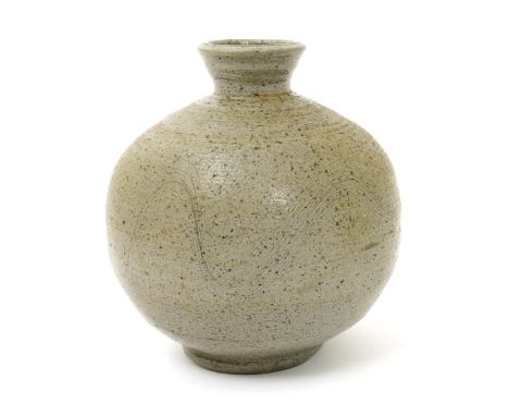 ‡ Janet Leach(1918-1997) a St Ives stoneware vase, shouldered ovoid form with flaring neck, decorated with combed decoration,