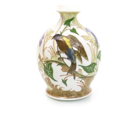 An Art Nouveau Rozenburg egg-shell porcelain vase, painted by S Schellink, model no.217, ovoid with square section, painted w