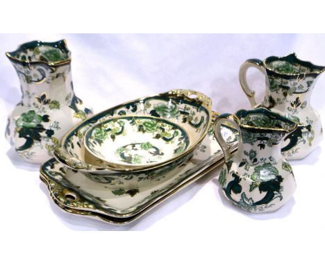 Seven pieces of Masons Ironstone green chartreuse ceramics, no chips or cracks. P&amp;P Group 3 (£25+VAT for the first lot an
