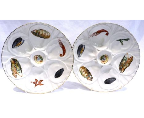 Two French ceramic seafood plates, D: 23 cm, no chips or cracks, slight usage marks. P&amp;P Group 1 (£14+VAT for the first l
