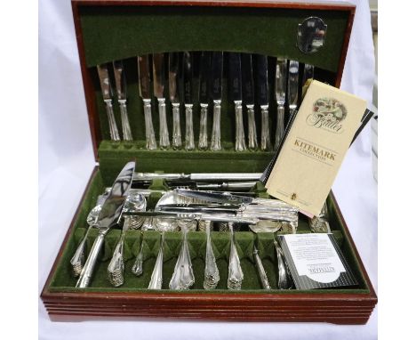 Set of George Butler silver plated cutlery in a mahogany case, mostly complete. P&amp;P Group 2 (£18+VAT for the first lot an