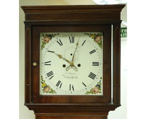 W. Palin Nantwich George III longcase clock with square enamel dial and date aperture for restoration, not working at lotting