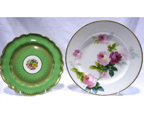 Two George Jones Crescent China cabinet plates, largest D: 23 cm. P&amp;P Group 2 (£18+VAT for the first lot and £3+VAT for s