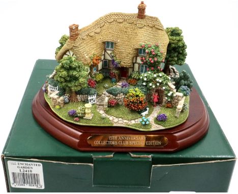 Boxed Lilliput Lane Special Edition, The Enchanted Garden 15th Anniversary Collectors Club, 10 x 15 cm, excellent condition, 