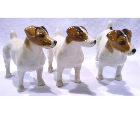 Three Beswick small Jack Russell terriers, all H: 10 cm, no cracks or chips. P&amp;P Group 1 (£14+VAT for the first lot and £