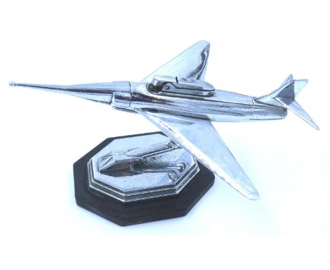 Chrome plated jet plane table lighter on octagonal base, L: 23 cm. P&amp;P Group 1 (£14+VAT for the first lot and £1+VAT for 