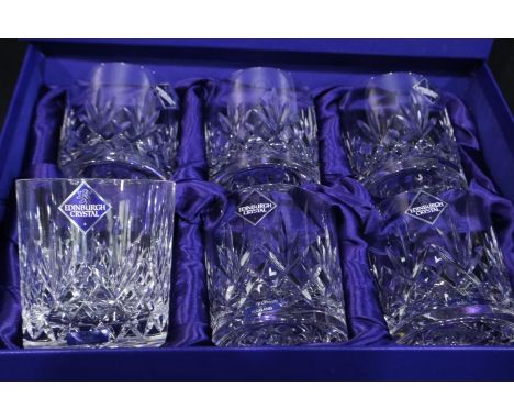 Edinburgh crystal boxed set of six whisky glasses. P&amp;P Group 2 (£18+VAT for the first lot and £3+VAT for subsequent lots)