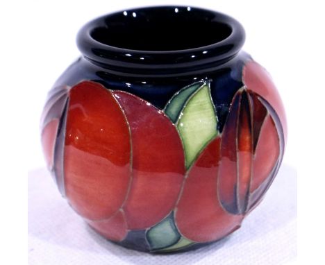 Miniature Moorcroft red rose vase, H: 55 mm, no cracks or chips. P&amp;P Group 1 (£14+VAT for the first lot and £1+VAT for su