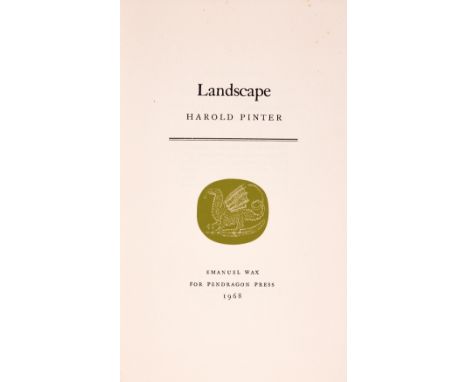 Pinter (Harold) Landscape, first edition,&nbsp;one of 1,000 copies, original cloth-backed boards, light toning to spine and c