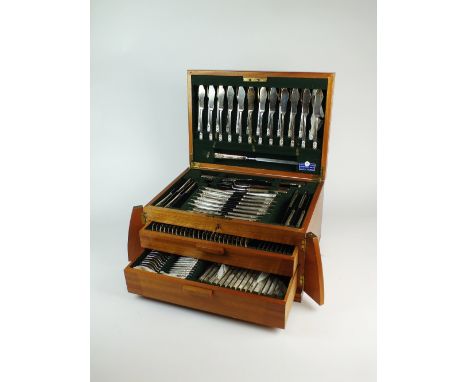 A comprehensive canteen of silver plated cutlery, Richard Groves & Sons Ltd, Sheffield, comprising; twelve side knives, table