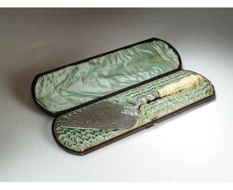 A cased Victorian silver presentation trowel, John Edward Bingham for Walker & Hall, Sheffield 1890, the blade with engraved 