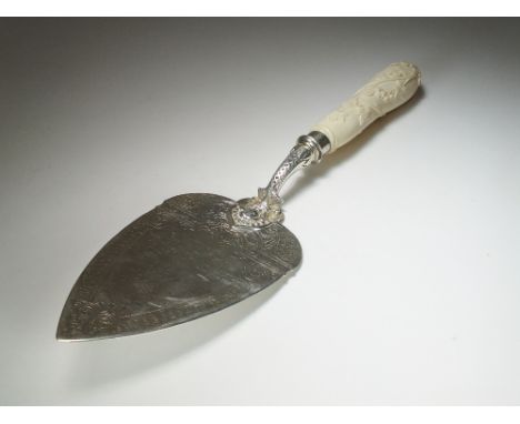 A Victorian silver presentation trowel, John Edward Bingham for Walker & Hall, Sheffield 1887, the blade with engraved inscri