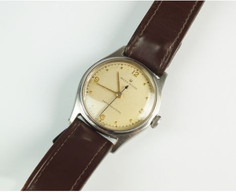 A Gentleman's stainless steel Rolex Oyster wristwatch, the silver dial with Arabic numerals and sweep seconds, manual wind, N