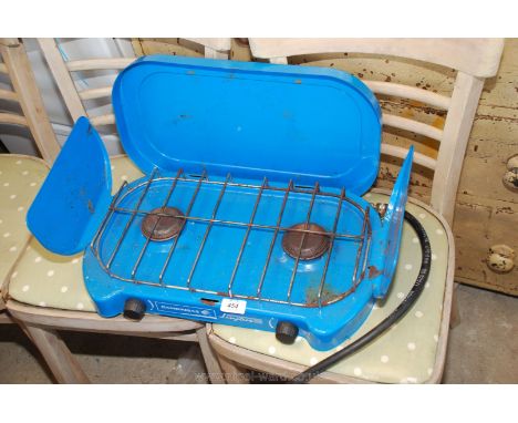A two ring gas camping stove.