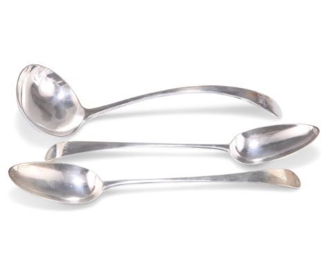 AN EDWARDIAN SILVER LADLE,&nbsp;by&nbsp;Atkin Brothers, Sheffield 1901, Old English pattern, engraved initials; together with