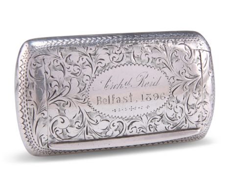 A VICTORIAN SILVER SNUFF BOX,&nbsp;by&nbsp;Hilliard &amp; Thomason, Birmingham 1895, rounded rectangular form, the cover with