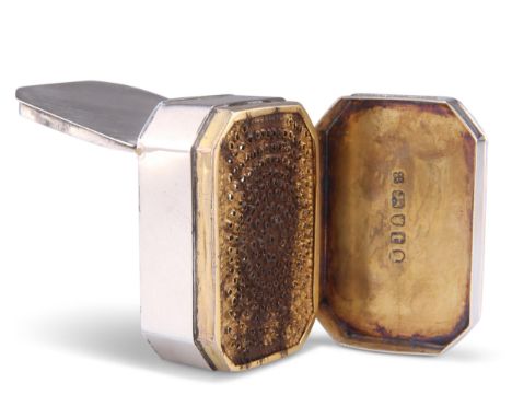 A GEORGE III SILVER NUTMEG GRATER, by Thomas Phipps &amp; Edward Robinson,&nbsp;London 1794, large rectangular with canted co